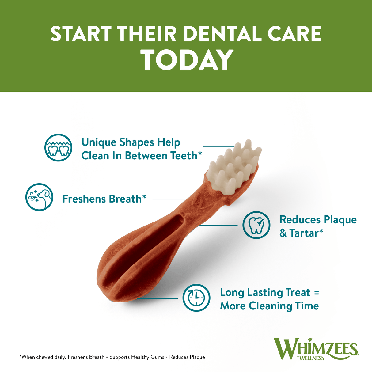 Whimzees Toothbrush XS - 6 x 48 Treat Bag, Whimzees,