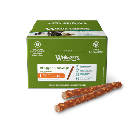 Whimzees Veggie Sausage Natural Dental Dog Chew Treat, Whimzees, Large Dog 50 box