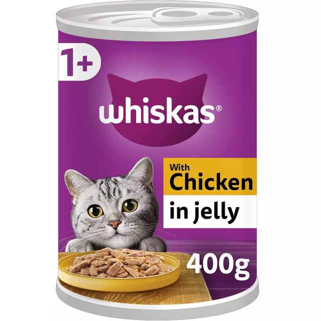 Whiskas 1+ Chicken in Jelly Tins Adult Wet Cat Food - 12 x 400g, Whiskas,