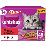 Whiskas 1+ Duo Meaty Combos Adult Wet Cat Food Pouches in Jelly - 48 x 85g, Whiskas,