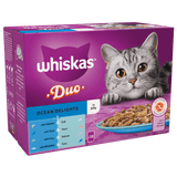 Whiskas 1+ Duo Ocean Delights Adult Wet Cat food Pouches in Jelly - 48 x 85g, Whiskas,