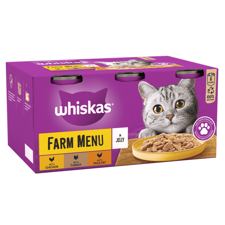 Whiskas 1+ Farm Menu in Jelly Tins Adult Wet Cat Food - 24 x 400g, Whiskas,