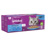 Whiskas 1+ Fish Favourites in Jelly Adult Wet Cat Food Pouches, Whiskas, 40 x 85g