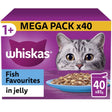 Whiskas 1+ Fish Favourites in Jelly Adult Wet Cat Food Pouches, Whiskas, 40 x 85g