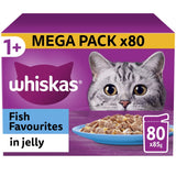 Whiskas 1+ Fish Favourites in Jelly Adult Wet Cat Food Pouches, Whiskas, 80 x 85g