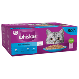 Whiskas 1+ Fish Favourites in Jelly Adult Wet Cat Food Pouches, Whiskas, 80 x 85g