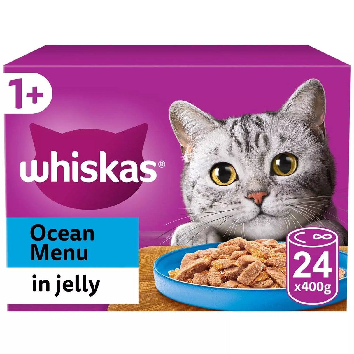 Whiskas 1+ Ocean Menu in Jelly Tins Adult Wet Cat Food - 24 x 400g, Whiskas,