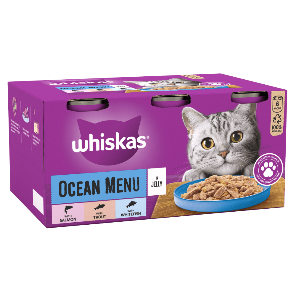 Whiskas 1+ Ocean Menu in Jelly Tins Adult Wet Cat Food - 24 x 400g, Whiskas,