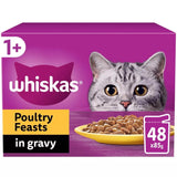 Whiskas 1+ Poultry Feasts Adult Wet Cat Food Pouches in Gravy - 48 x 85g, Whiskas,
