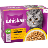 Whiskas 1+ Poultry Feasts Adult Wet Cat Food Pouches in Gravy - 48 x 85g, Whiskas,