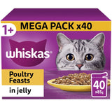 Whiskas 1+ Poultry Feasts in Jelly Adult Wet Cat Food Pouch, Whiskas, 40 x 85g