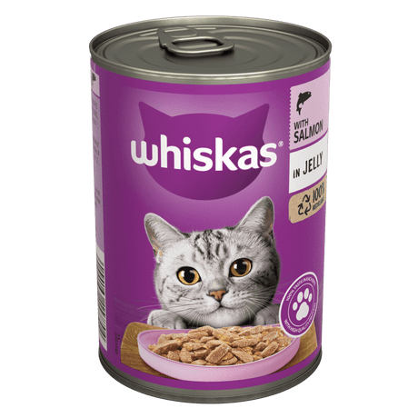 Whiskas 1+ Salmon in Jelly Tins Adult Wet Cat Food - 12 x 400g, Whiskas,