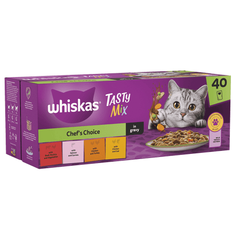 Whiskas Adult 1+ Tasty Mix Chefs Choice Pouches in Gravy, Whiskas, 40 x 85g