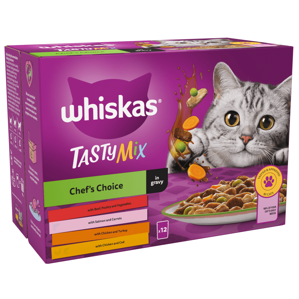 Whiskas Adult 1+ Tasty Mix Chefs Choice Pouches in Gravy, Whiskas, 48 x 85g