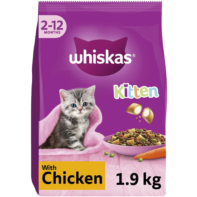 Whiskas Cat Dry with Chicken 2 - 12 Months Kitten Food, Whiskas, 1.9 kg