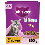 Whiskas Cat Dry with Chicken 2 - 12 Months Kitten Food, Whiskas, 5 x 800g