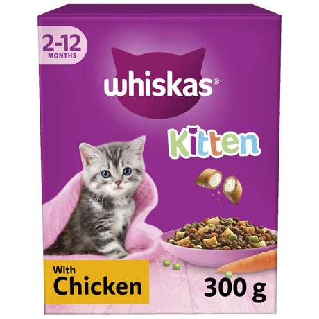 Whiskas Cat Dry with Chicken 2 - 12 Months Kitten Food, Whiskas, 6 x 300g