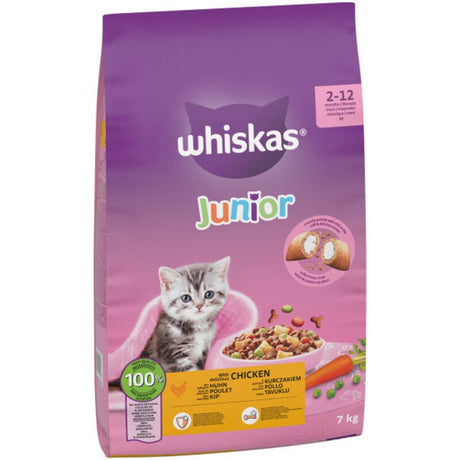 Whiskas Cat Dry with Chicken 2 - 12 Months Kitten Food, Whiskas, 7 kg