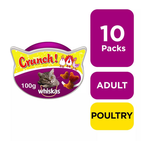 Whiskas Crunch Tasty Topping Adult Cat Treat Biscuits - 10 x 100g, Whiskas,