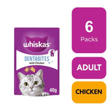 Whiskas Dentabites Adult Cat Treats with Chicken - 6 x 40g, Whiskas,