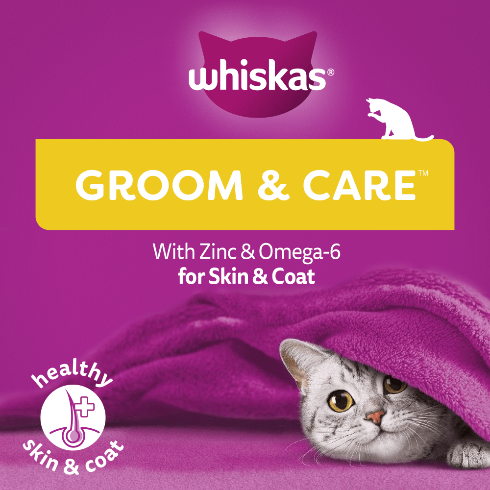 Whiskas Groom & Care Adult Cat Treats with Chicken 8 x 45g, Whiskas,