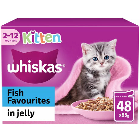 Whiskas Kitten 2 - 12 month Fish Favourites in Jelly Pouches 4x (12x85g), Whiskas,