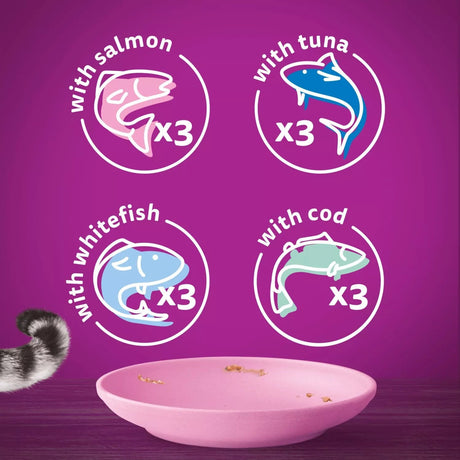 Whiskas Kitten 2 - 12 month Fish Favourites in Jelly Pouches 4x (12x85g), Whiskas,