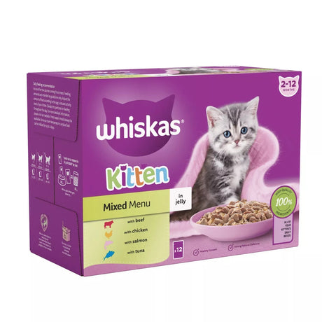 Whiskas Kitten 2 - 12 month Mixed Menu in Jelly 4x (12x85g), Whiskas,