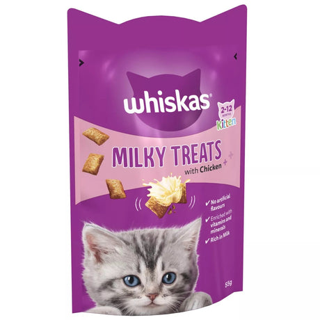 Whiskas Kitten 2 - 12 months Milky Treats Cat Biscuits 8 x 55g, Whiskas,