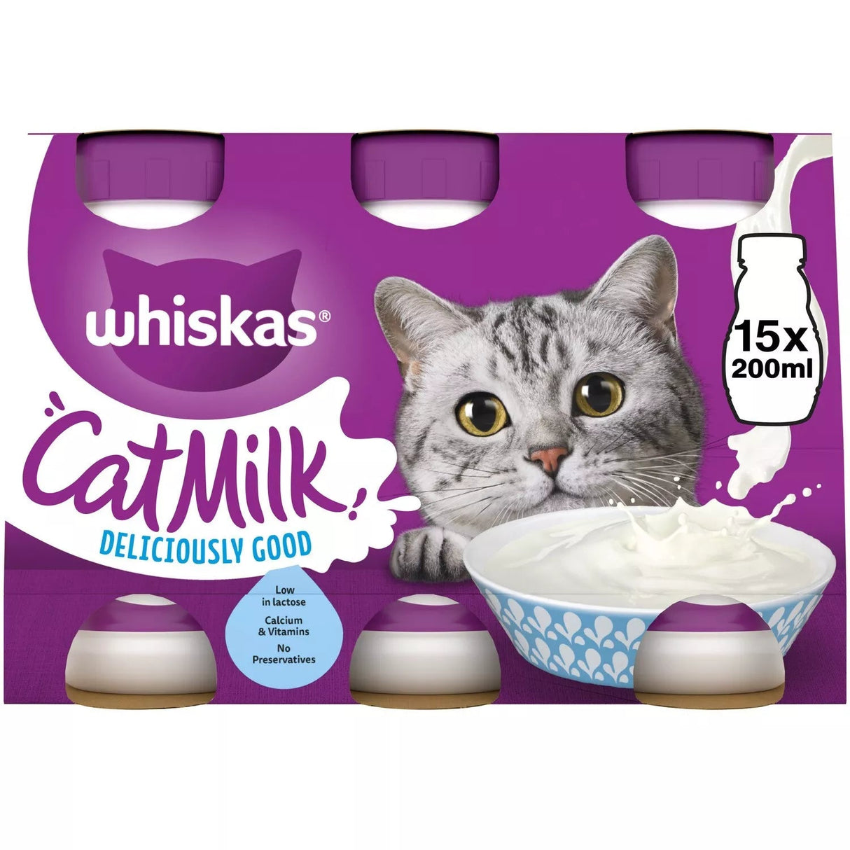 Whiskas Milk Treat for Adult Cats & Kittens - 15 x 200ml, Whiskas,