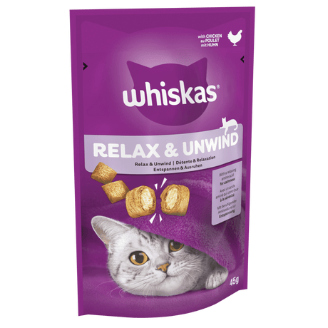 Whiskas Relax & Unwind Adult Cat Treats with Chicken - 8 x 45g, Whiskas,