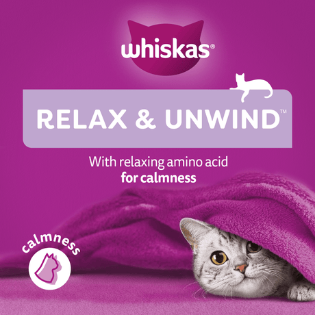 Whiskas Relax & Unwind Adult Cat Treats with Chicken - 8 x 45g, Whiskas,