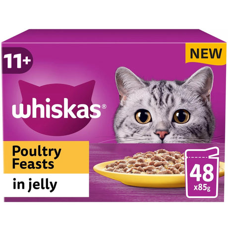 Whiskas Senior 11+ Poultry Feasts in Jelly Wet Cat Food Pouches 4x (12x85g), Whiskas,