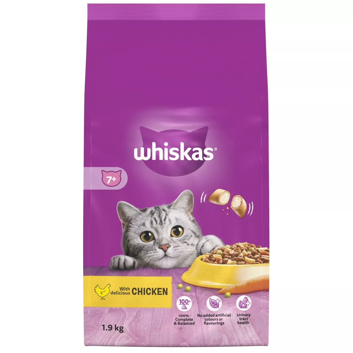 Whiskas Senior 7+ Dry Chicken Cat Food, Whiskas, 1.9 kg