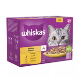 Whiskas Senior 7+ Poultry Feasts Wet Cat Food Pouches in Jelly, Whiskas, 4x (12x85g)