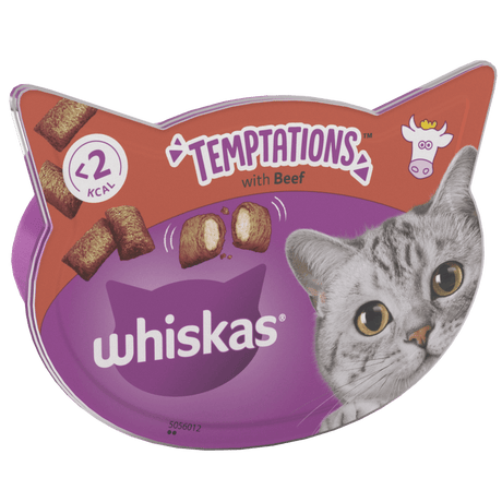 Whiskas Temptations with Beef Adult Cat Treats - 8 x 60g, Whiskas,