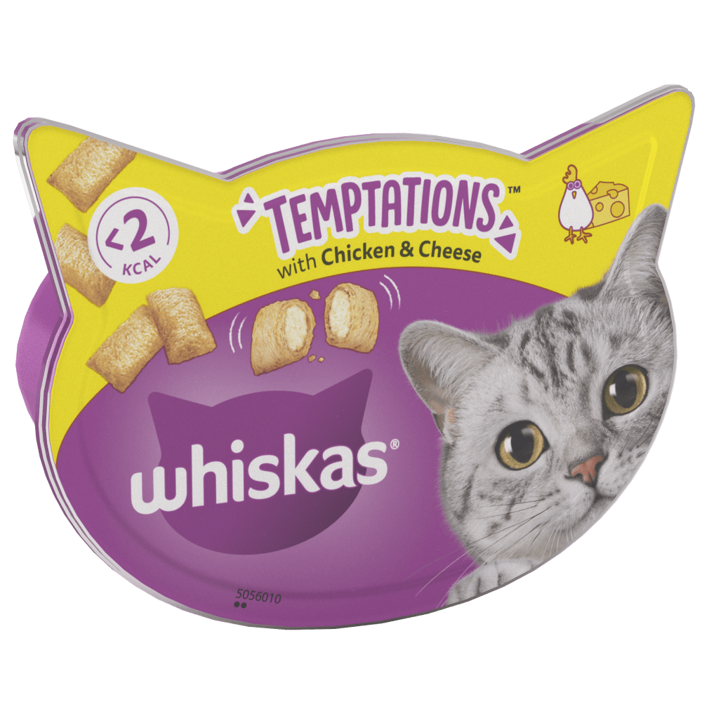 Whiskas Temptations with Chicken & Cheese Adult Cat Treats - 8 x 60g, Whiskas,