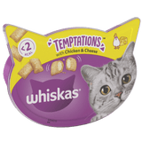 Whiskas Temptations with Chicken & Cheese Adult Cat Treats - 8 x 60g, Whiskas,