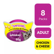 Whiskas Temptations with Chicken & Cheese Adult Cat Treats - 8 x 60g, Whiskas,