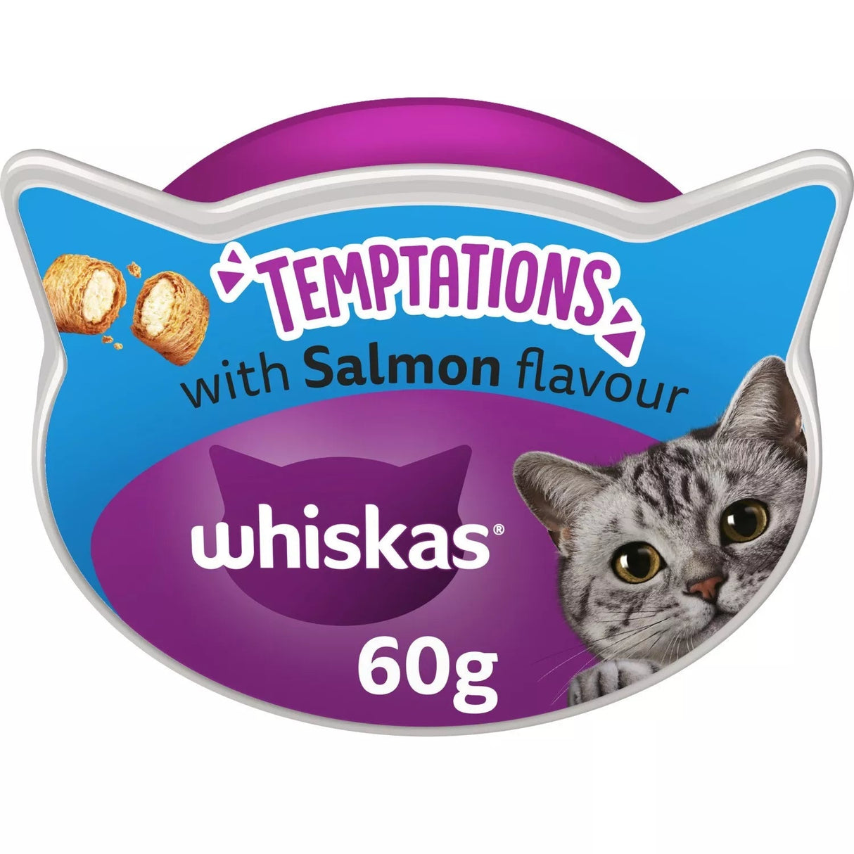 Whiskas Temptations with Salmon Adult Cat Treats - 8 x 60g, Whiskas,