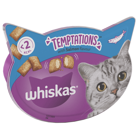 Whiskas Temptations with Salmon Adult Cat Treats - 8 x 60g, Whiskas,