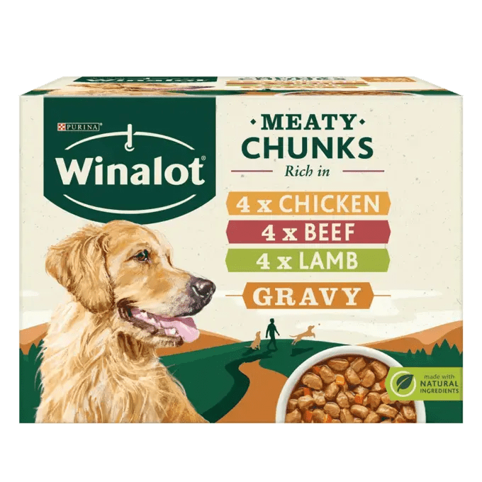 Winalot Adult Meaty Chunks in Gravy - 4x (12x100g) Pouches, Winalot,