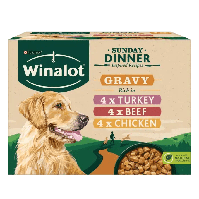 Winalot Adult Sunday Dinner in Gravy - 4x (12x100g) Pouches, Winalot,