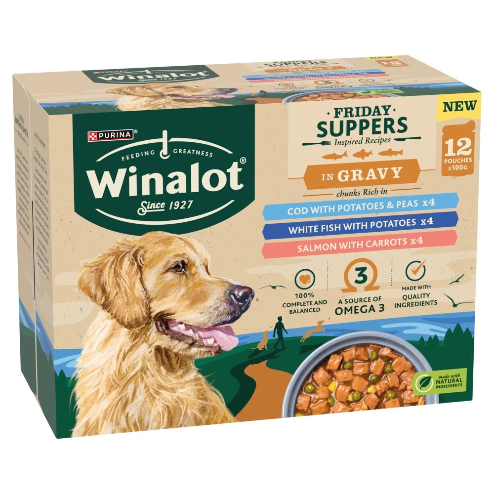 Winalot Friday Suppers Fish Variety in Gravy Wet Dog Food Pouches, Winalot, 4x (12x100g)