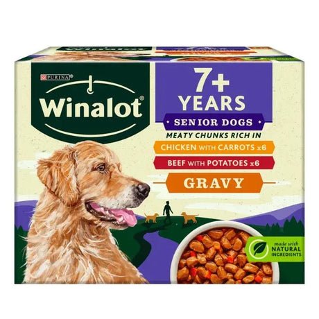 Winalot Senior Meaty Chunks Mixed in Gravy Wet Dog Food - 48 x 100g Pouches, Winalot,