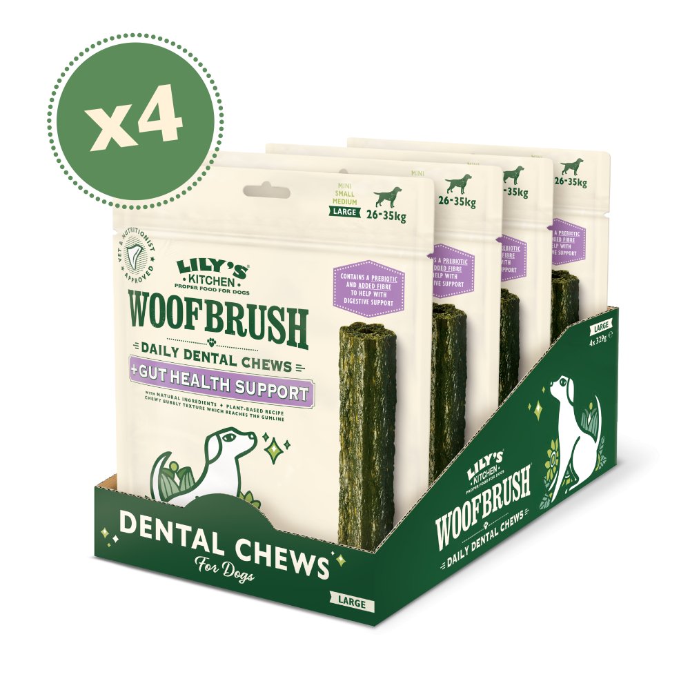 Woofbrush Large Dog Gut Health Dental Chew - 4 x Multipacks, Lily's Kitchen,