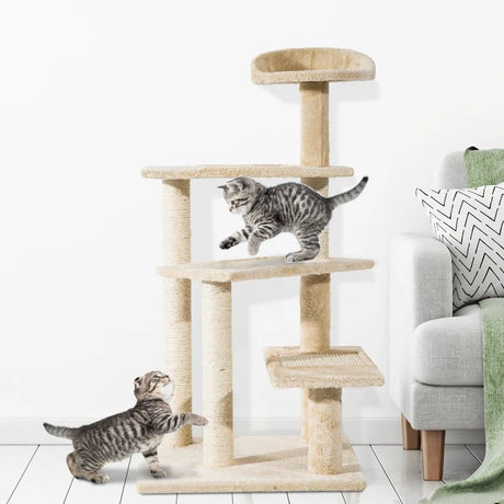 100 cm Cat Tree Climbing Tower Activity Centre, PawHut, Beige