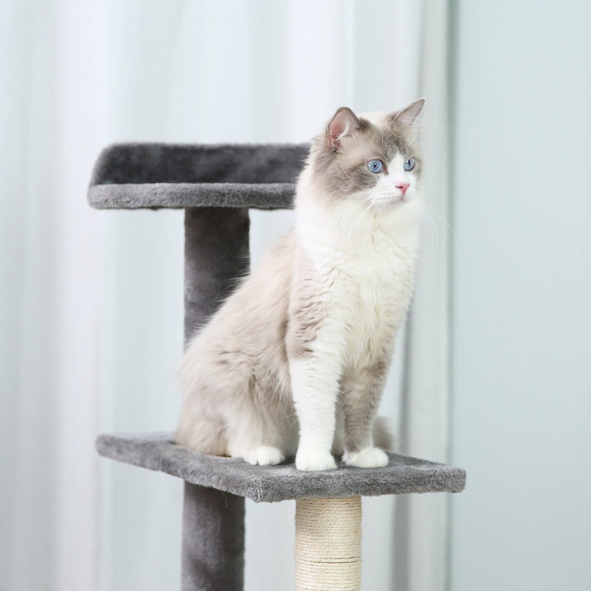 100 cm Cat Tree for Indoor Cats Kitten Scratch Scratching Post Climbing Tower Activity Centre Grey, PawHut,