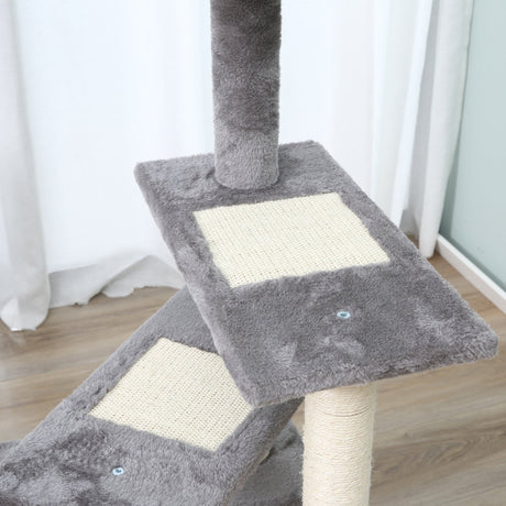 100 cm Cat Tree for Indoor Cats Kitten Scratch Scratching Post Climbing Tower Activity Centre Grey, PawHut,