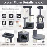 100cm Cat Tree for Indoor Cats, Cat Tower Condo for Kittens with Cat House Sisal Scratching Posts, Hanging Ball Toys, Perches - Grey, PawHut,